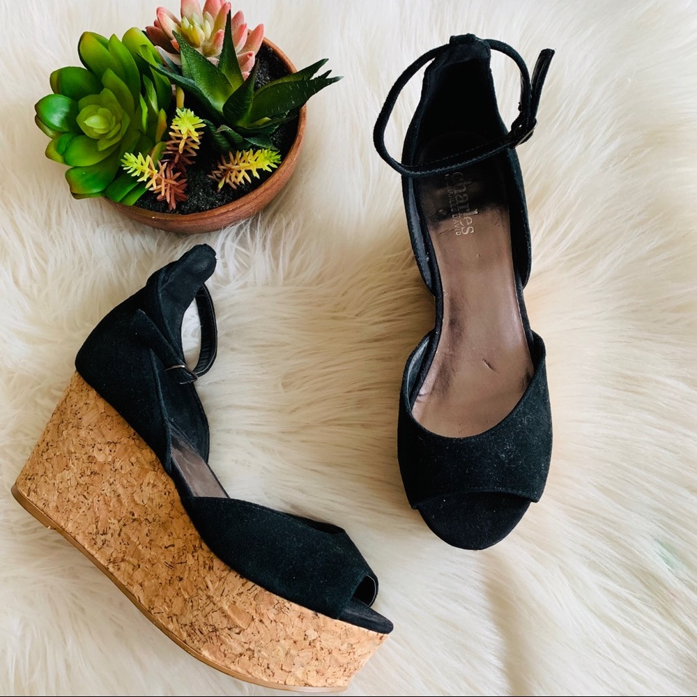 Charles By Charles David | Black Open Toe Wedges 8 - image 1
